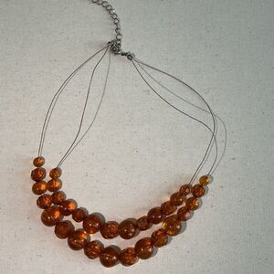 Brown Necklace with Organic Beads and Silver Details